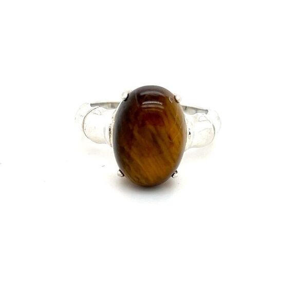 925 Silver Brown Stone Ring - Picture 1 of 11